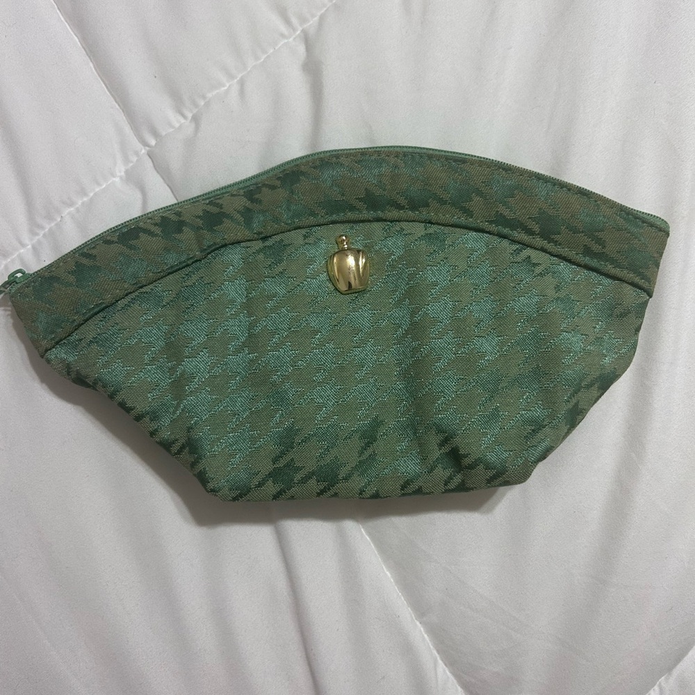 Vintage Christian Dior 90’s Green Houndstooth Makeup Perfume Bag